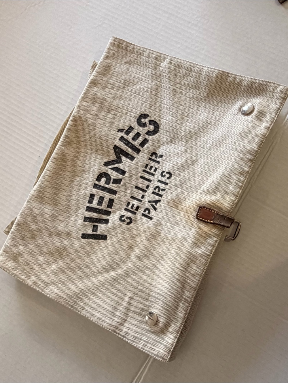 Hermes Beige Canvas Crossbody/clutch bag with Leather Trim - Picture 4 of 13